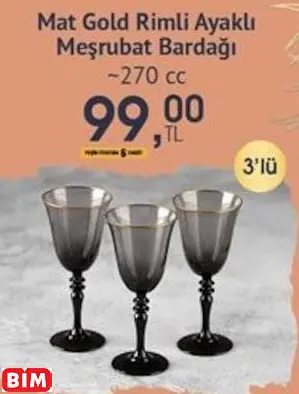 RAKLE MAT GOLD RİMLİ AYAKLI MEŞRUBAT BARDAĞI ~270 CC RAKLE MAT GOLD RİMLİ AYAKLI MEŞRUBAT BARDAĞI ~270 CC